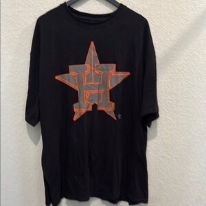 Black T-Shirt with Orange and Gray Star Logo 2 XL T